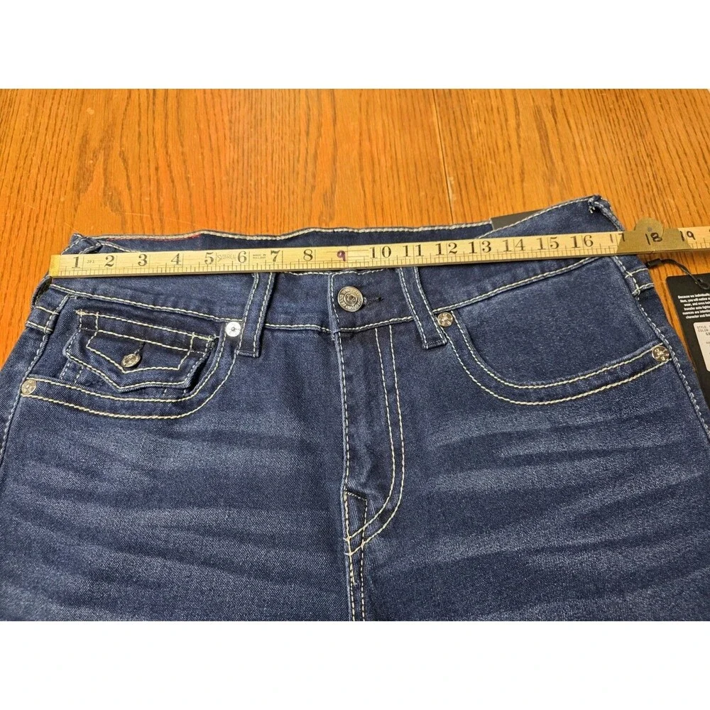 NWT True Religion Jeans Geno Big T Flap Slim Medium Lagoon Wash 34 x 32 Blue